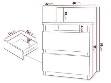 Basildon Sängbord 40 cm - brun - Möbler - Sovrum - Sängbord