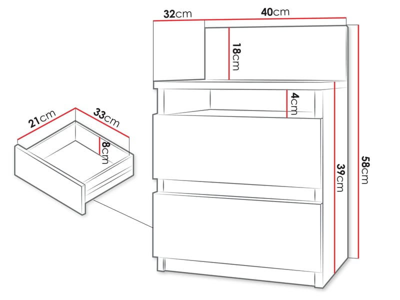 Basildon Sängbord 40 cm - brun - Möbler - Sovrum - Sängbord