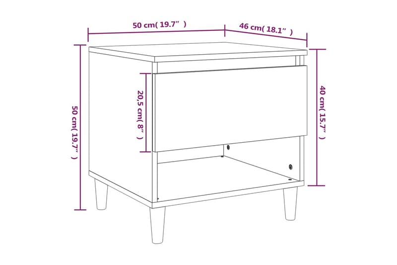 beBasic Nattduksbord 2 st betonggrå 50x46x50 cm konstruerat trä - Sängbord - Bord