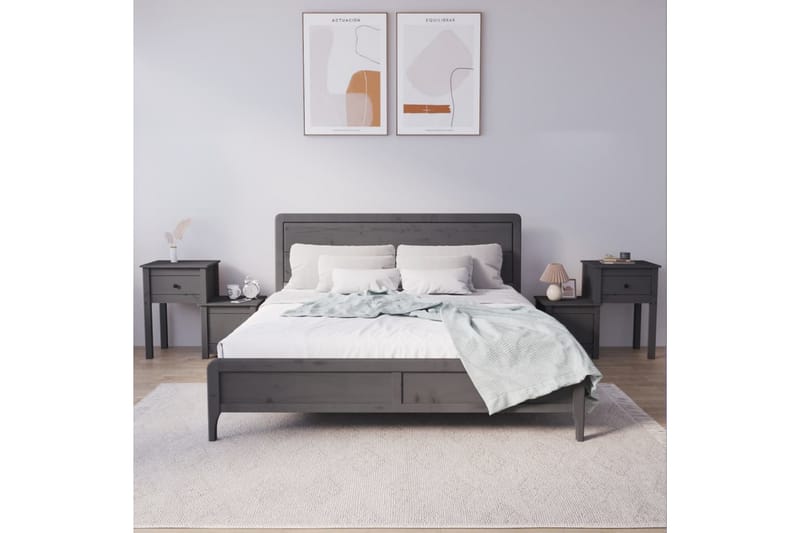 beBasic Sängbord 2 st grå 79,5x38x65,5 cm massiv furu - Sängbord - Bord
