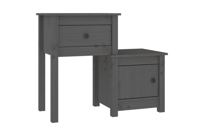 beBasic Sängbord 2 st grå 79,5x38x65,5 cm massiv furu - Möbler - Sovrum - Sängbord