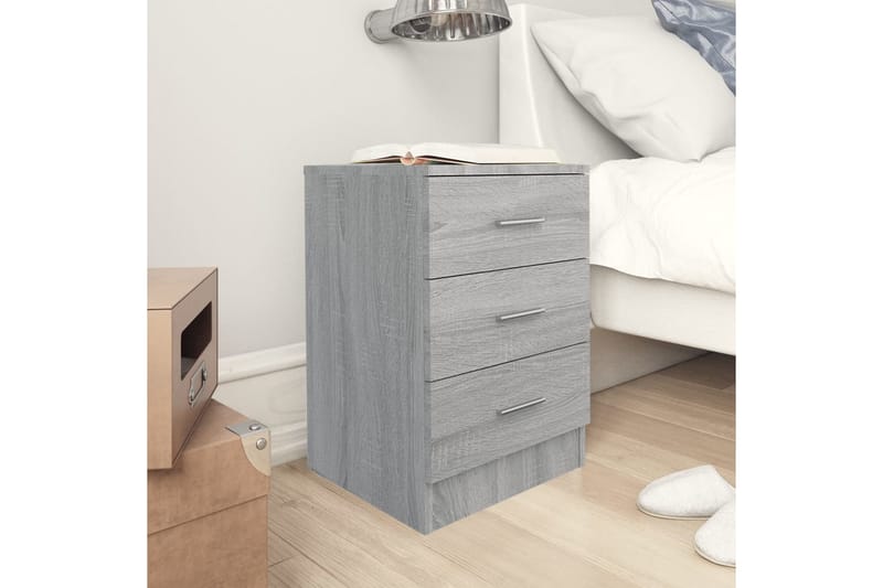 beBasic Sängbord 2 st grå sonoma 38x35x56 cm konstruerat trä - Sängbord - Bord