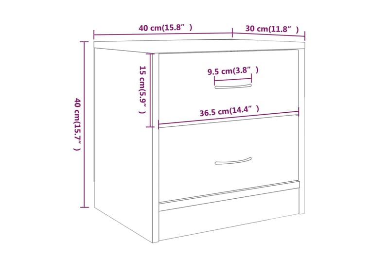beBasic Sängbord 2 st grå sonoma 40x30x40 cm konstruerat trä - Möbler - Sovrum - Sängbord