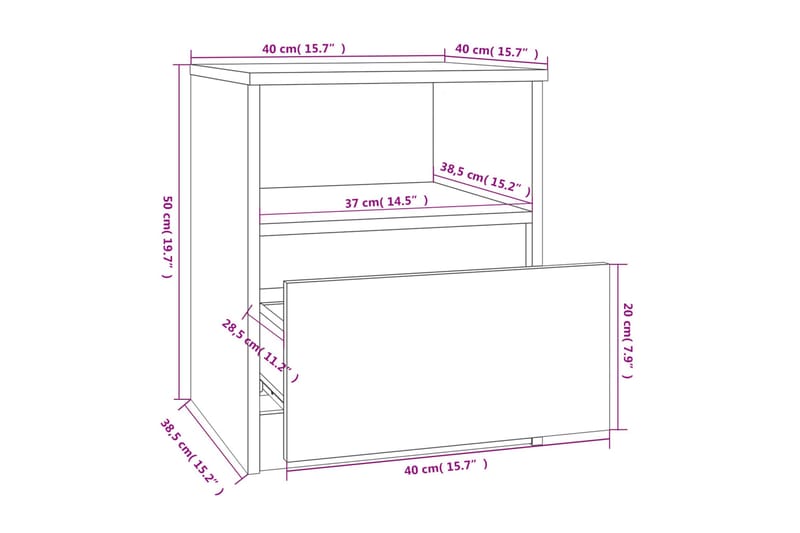 beBasic Sängbord 2 st grå sonoma 40x40x50 cm konstruerat trä - Möbler - Sovrum - Sängbord
