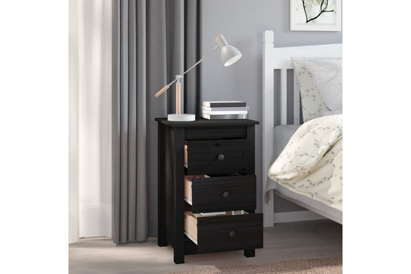 beBasic Sängbord 2 st svart 40x35x61,5 cm massiv furu - Möbler - Sovrum - Sängbord