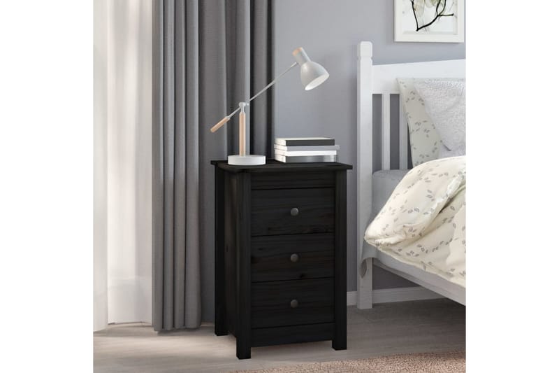 beBasic Sängbord 2 st svart 40x35x61,5 cm massiv furu - Möbler - Sovrum - Sängbord