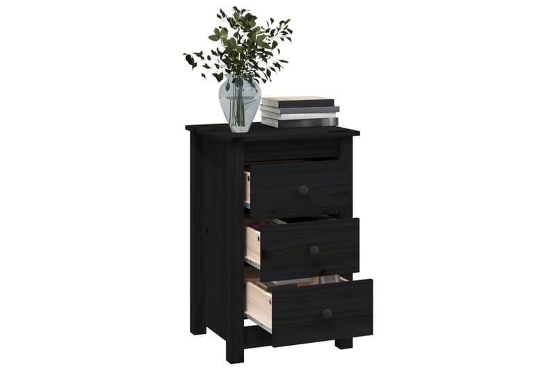 beBasic Sängbord 2 st svart 40x35x61,5 cm massiv furu - Möbler - Sovrum - Sängbord