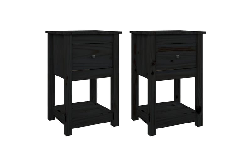 beBasic Sängbord 2 st svart 40x35x61,5 cm massiv furu - Möbler - Sovrum - Sängbord