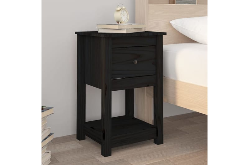 beBasic Sängbord 2 st svart 40x35x61,5 cm massiv furu - Möbler - Sovrum - Sängbord