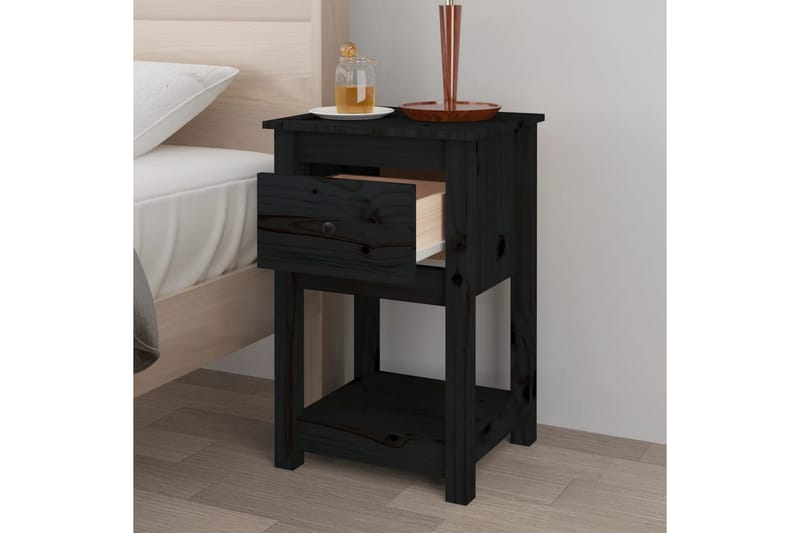 beBasic Sängbord 2 st svart 40x35x61,5 cm massiv furu - Möbler - Sovrum - Sängbord
