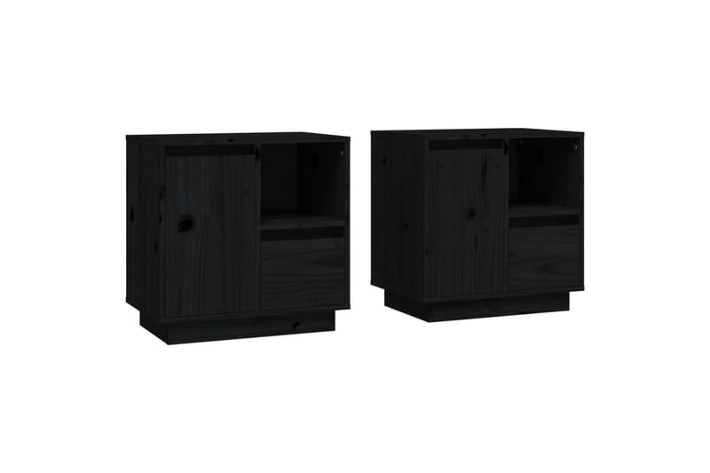 beBasic Sängbord 2 st svart 50x34x50 cm massivt furuträ - Möbler - Sovrum - Sängbord