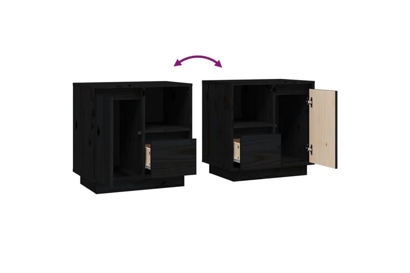 beBasic Sängbord 2 st svart 50x34x50 cm massivt furuträ - Möbler - Sovrum - Sängbord
