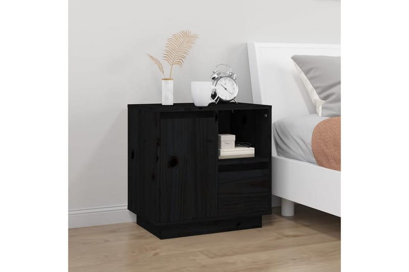beBasic Sängbord 2 st svart 50x34x50 cm massivt furuträ - Möbler - Sovrum - Sängbord