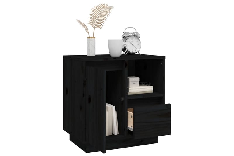 beBasic Sängbord 2 st svart 50x34x50 cm massivt furuträ - Möbler - Sovrum - Sängbord