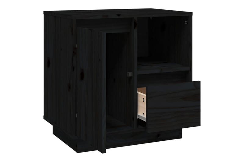 beBasic Sängbord 2 st svart 50x34x50 cm massivt furuträ - Möbler - Sovrum - Sängbord