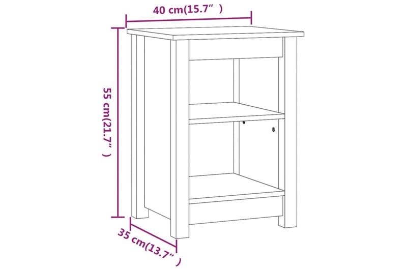 beBasic Sängbord 2 st vit 40x35x55 cm massiv furu - Möbler - Sovrum - Sängbord