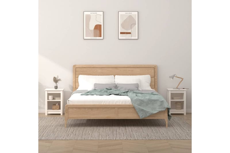 beBasic Sängbord 2 st vit 40x35x55 cm massiv furu - Möbler - Sovrum - Sängbord