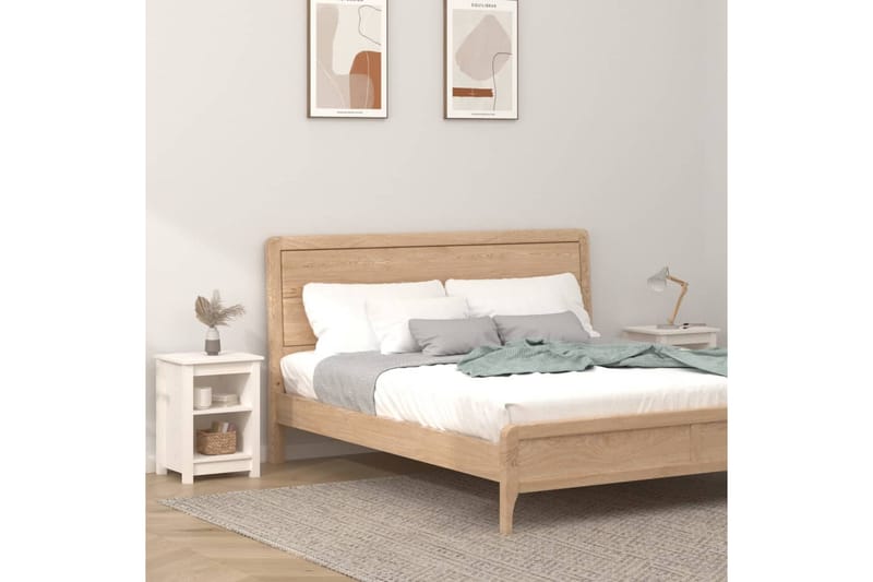 beBasic Sängbord 2 st vit 40x35x55 cm massiv furu - Möbler - Sovrum - Sängbord