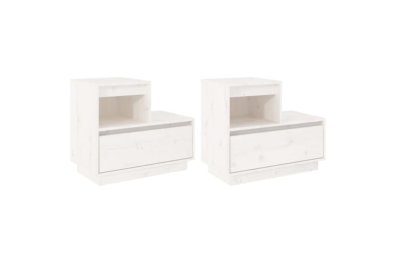beBasic Sängbord 2 st vit 60x34x51 cm massiv furu - Möbler - Sovrum - Sängbord