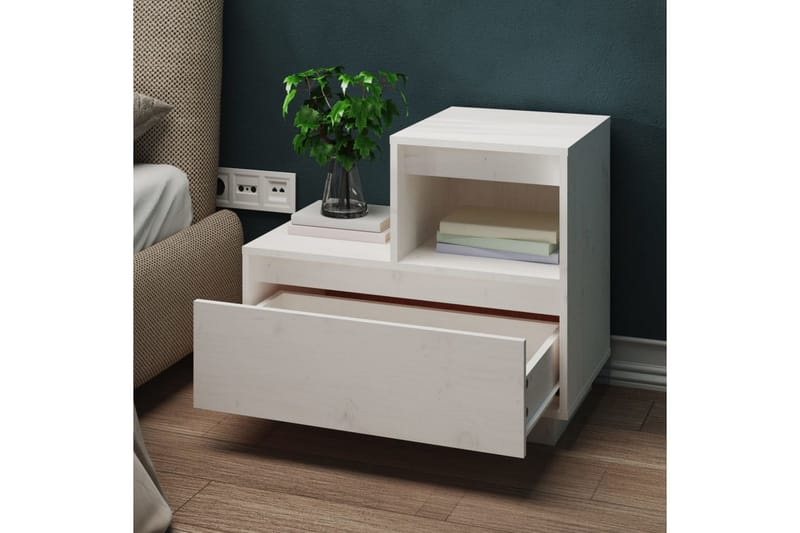 beBasic Sängbord 2 st vit 60x34x51 cm massiv furu - Möbler - Sovrum - Sängbord
