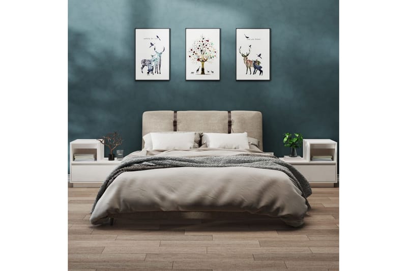 beBasic Sängbord 2 st vit 60x34x51 cm massiv furu - Möbler - Sovrum - Sängbord