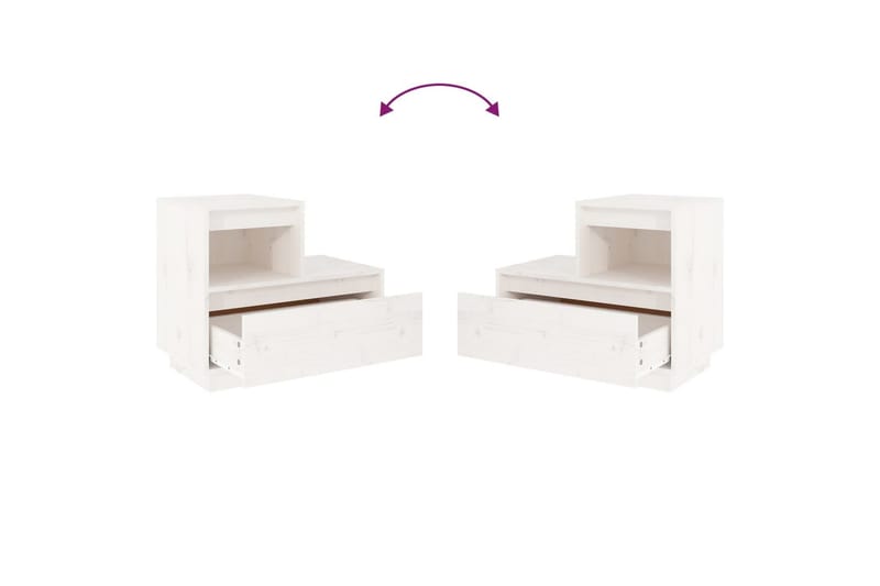 beBasic Sängbord 2 st vit 60x34x51 cm massiv furu - Möbler - Sovrum - Sängbord