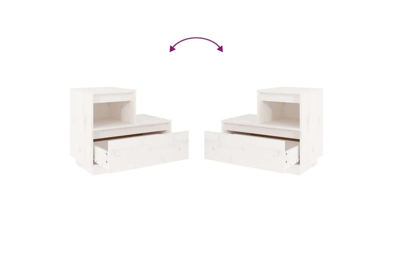 beBasic Sängbord 2 st vit 60x34x51 cm massiv furu - Sängbord - Bord