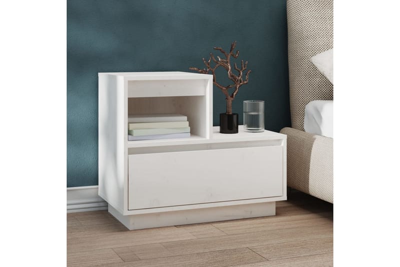 beBasic Sängbord 2 st vit 60x34x51 cm massiv furu - Möbler - Sovrum - Sängbord