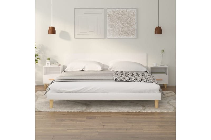 beBasic Sängbord 2 st vit högglans 40x35x47 cm - Sängbord - Bord