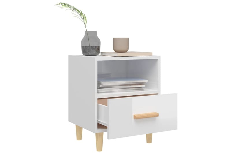 beBasic Sängbord 2 st vit högglans 40x35x47 cm - Möbler - Sovrum - Sängbord