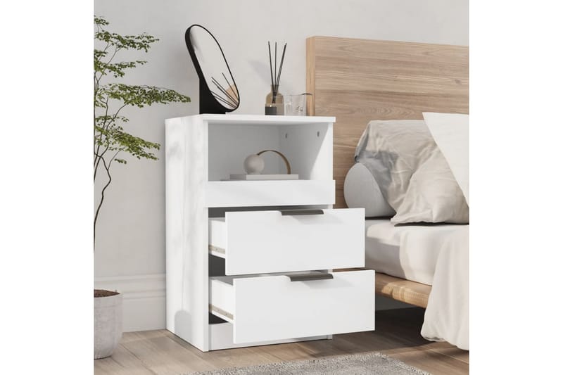 beBasic Sängbord 2 st vit konstruerat trä - Sängbord - Bord