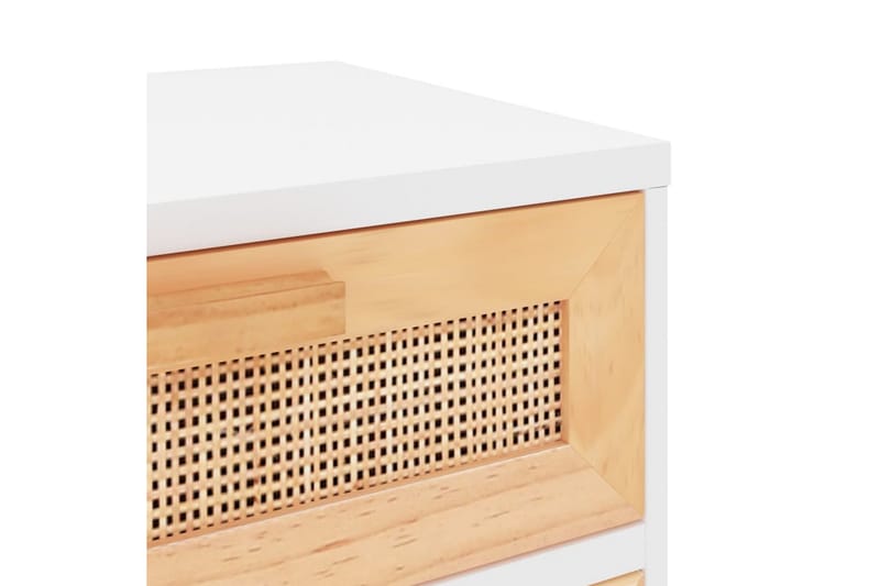 beBasic Sängbord 2 st vit massiv furu och naturlig rotting - Möbler - Sovrum - Sängbord
