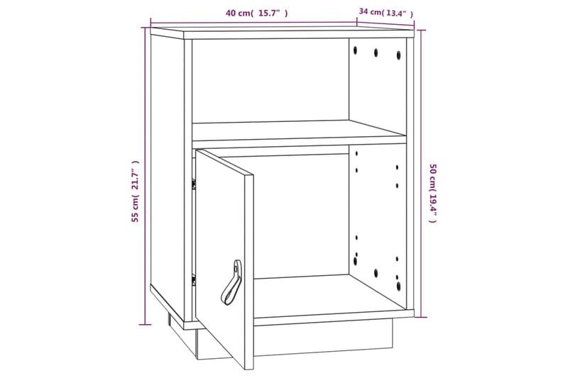 beBasic Sängbord 40x34x55 cm massiv furu - Möbler - Sovrum - Sängbord