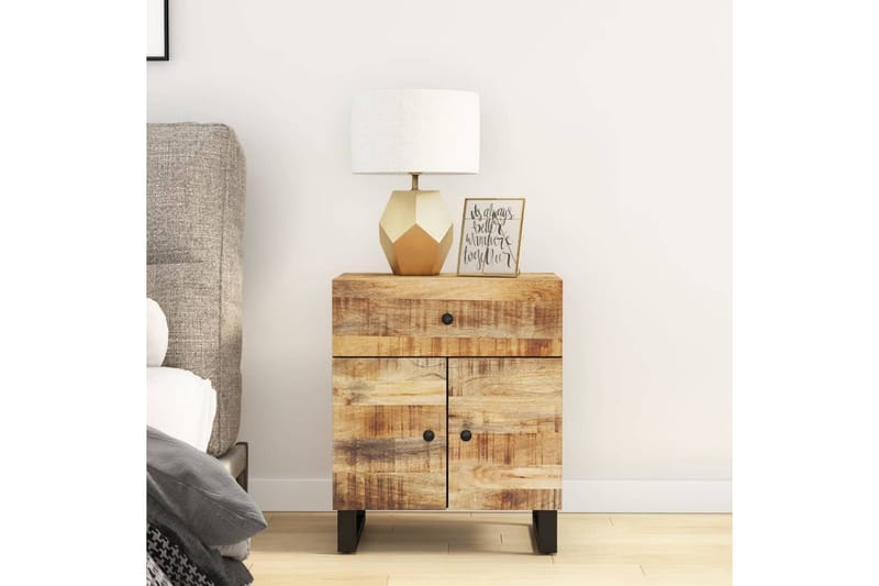 beBasic Sängbord 50x33x60 cm massivt mangoträ och konstruerat trä - Möbler - Sovrum - Sängbord