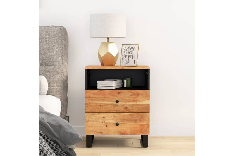 beBasic Sängbord 50x33x62 cm massivt akaciaträ och konstruerat trä - Möbler - Sovrum - Sängbord