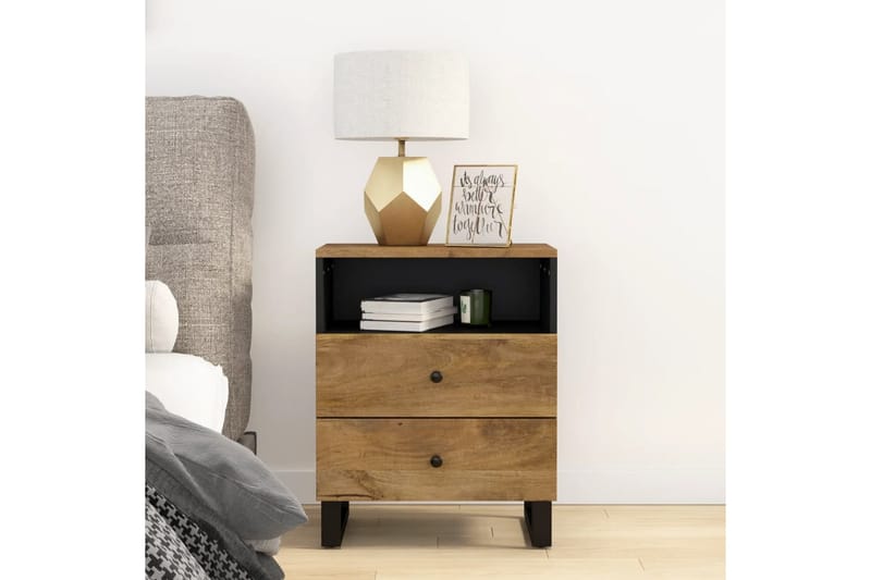 beBasic Sängbord 50x33x62 cm massivt mangoträ och konstruerat trä - Möbler - Sovrum - Sängbord