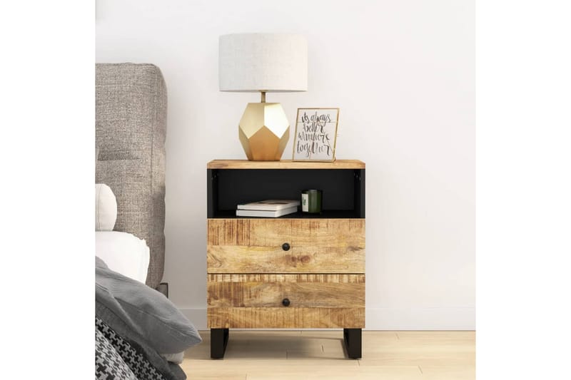 beBasic Sängbord 50x33x62 cm massivt mangoträ och konstruerat trä - Möbler - Sovrum - Sängbord