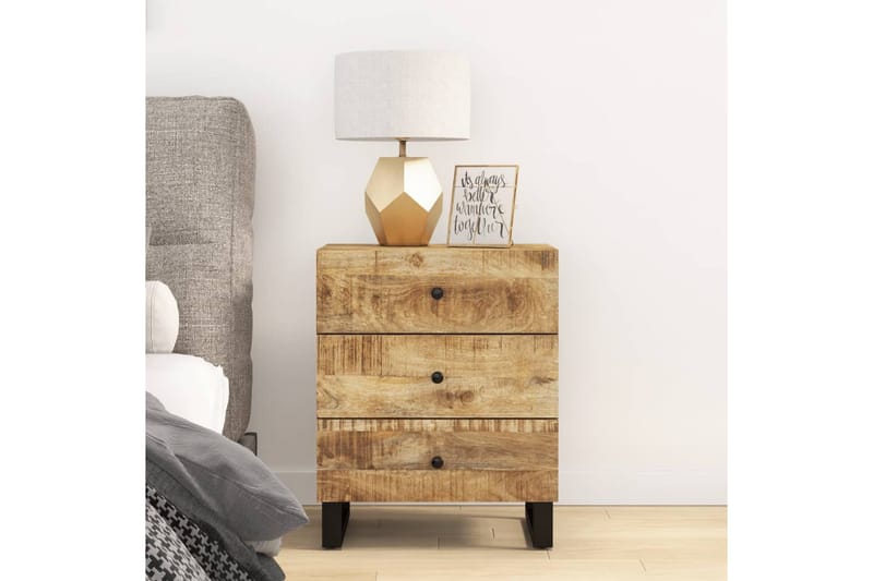 beBasic Sängbord 50x33x62 cm massivt mangoträ och konstruerat trä - Möbler - Sovrum - Sängbord