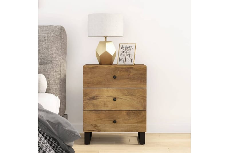 beBasic Sängbord 50x33x62 cm massivt mangoträ och konstruerat trä - Möbler - Sovrum - Sängbord