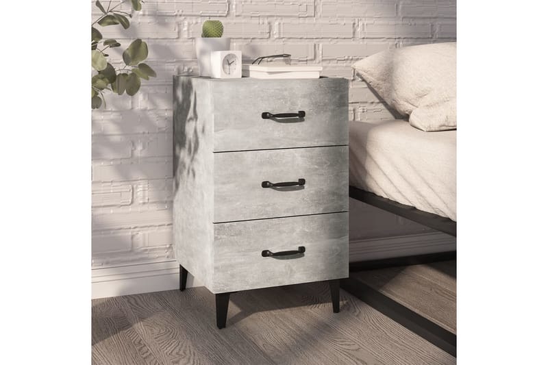 beBasic Sängbord betonggrå 40x40x66 konstruerat trä - Möbler - Sovrum - Sängbord