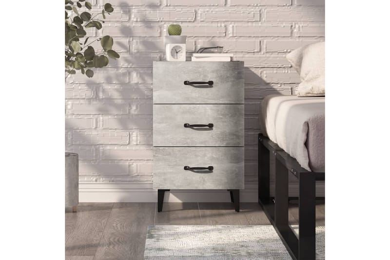 beBasic Sängbord betonggrå 40x40x66 konstruerat trä - Möbler - Sovrum - Sängbord