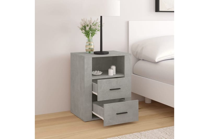 beBasic Sängbord betonggrå 50x36x60 cm konstruerat trä - Möbler - Sovrum - Sängbord