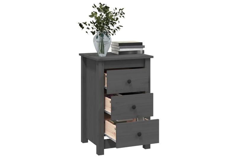 beBasic Sängbord grå 40x35x61,5 cm massiv furu - Möbler - Sovrum - Sängbord