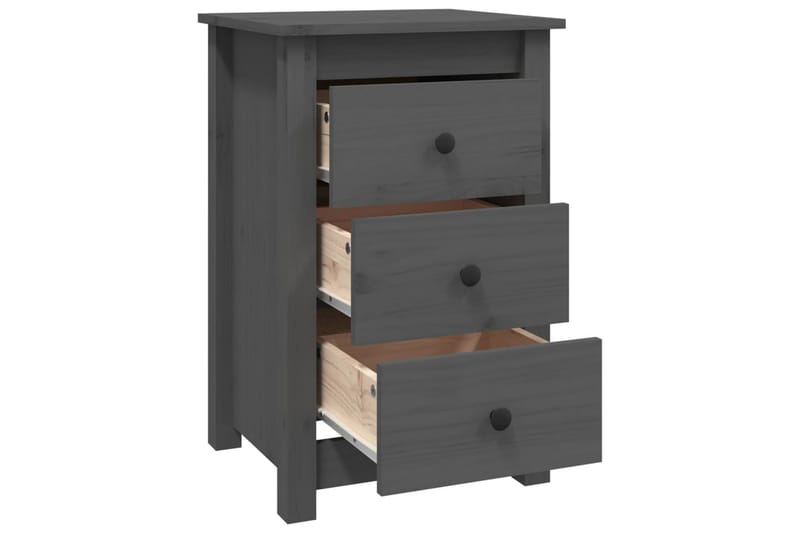 beBasic Sängbord grå 40x35x61,5 cm massiv furu - Möbler - Sovrum - Sängbord