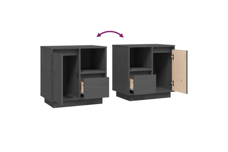 beBasic Sängbord grå 50x34x50cm massiv furu - Möbler - Sovrum - Sängbord