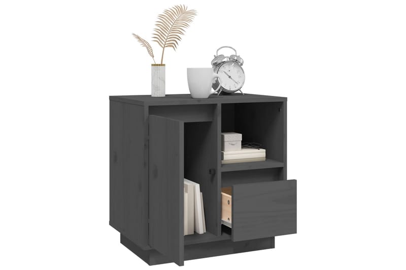 beBasic Sängbord grå 50x34x50cm massiv furu - Möbler - Sovrum - Sängbord