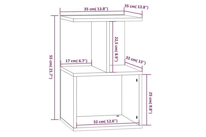 beBasic Sängbord grå sonoma 35x35x55 cm konstruerat trä - Möbler - Sovrum - Sängbord