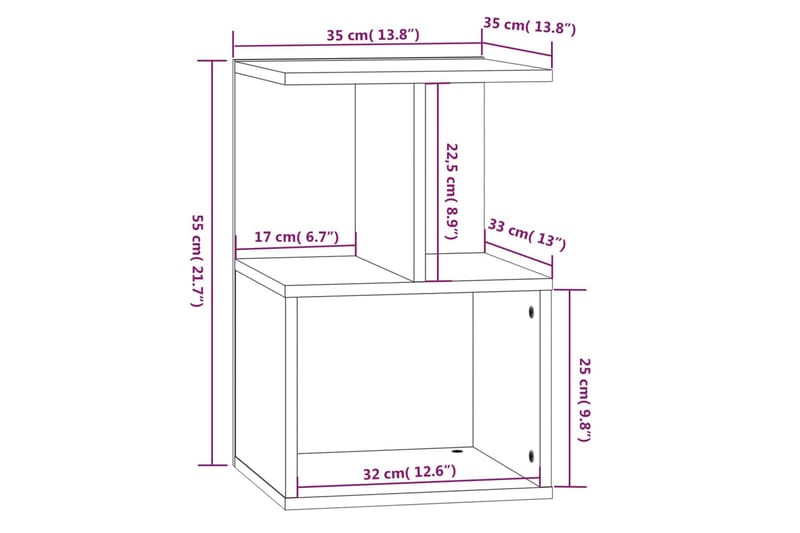 beBasic Sängbord grå sonoma 35x35x55 cm konstruerat trä - Sängbord - Bord