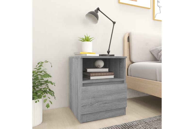 beBasic Sängbord grå sonoma 40x40x50 cm konstruerat trä - Möbler - Sovrum - Sängbord