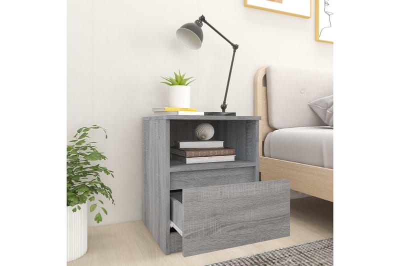 beBasic Sängbord grå sonoma 40x40x50 cm konstruerat trä - Möbler - Sovrum - Sängbord